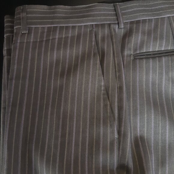 Perry Ellis 2 Piece Suit SZ 40T x 34 Grey w/Mauve & Grey Pinstripes 100% Wool - Picture 13 of 16